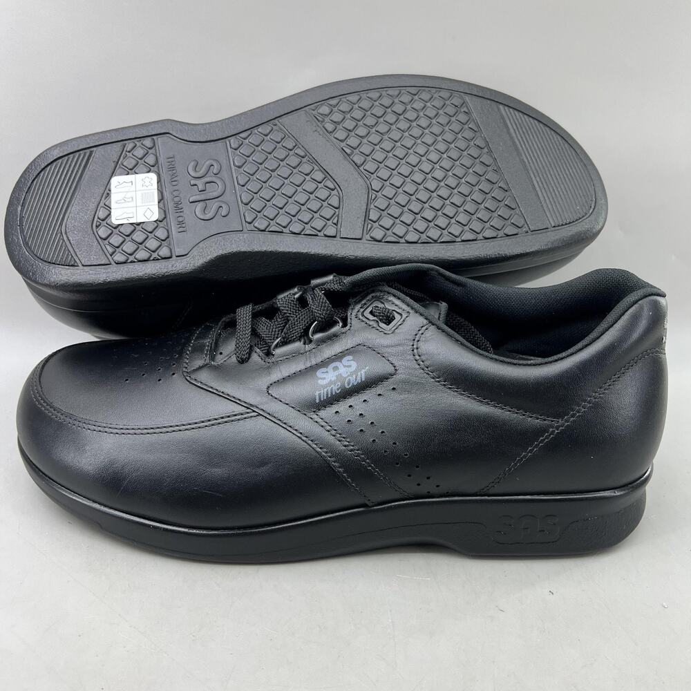 SAS Time Out Casual Walking Shoes Men Size 10 W Black Leather Comfort Sneakers
